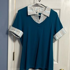 LA blues blue pinstripes top XL